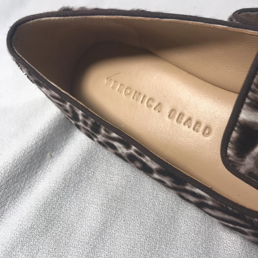 Veronica Beard Griffin Brown Leopard Print Calf Hair Women's Slip On Loafers